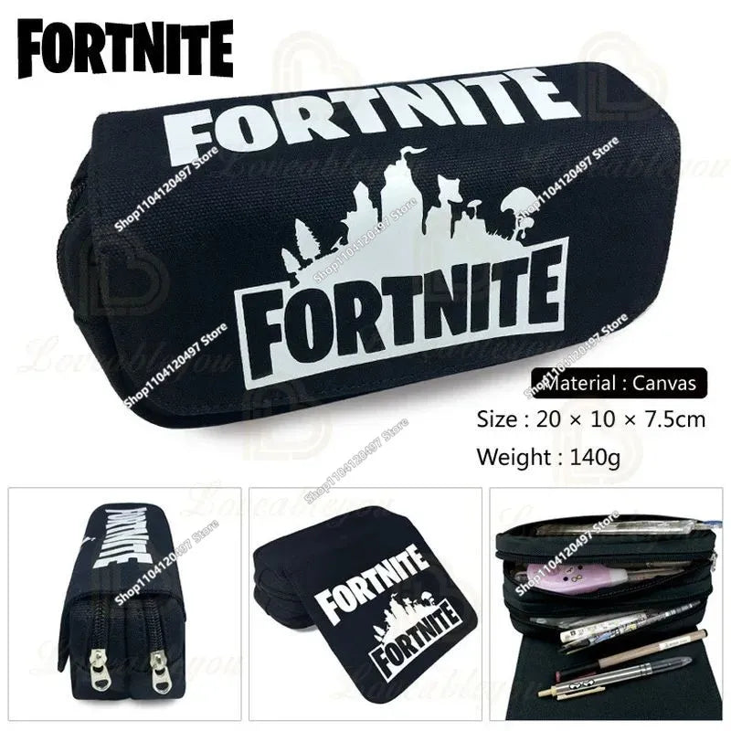Детски несесер Fortnite, многофункционална кутия за ученически пособия, детски несесер с голям капацитет и двоен слой