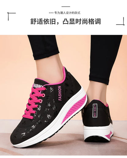Scarpe casual da donna outdoor con suola spessa, platform alla moda, taglia grande 42, fondo piatto, scarpe sportive per camminata e corsa