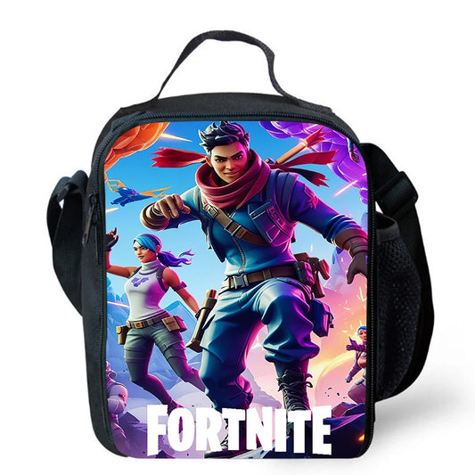 Fortnite-Cartoon-Lunchbag, tragbare isolierte Lunchbag, wiederverwendbare Tasche zur Aufbewahrung von Lebensmitteln, geeignet für Kinder und Schüler.