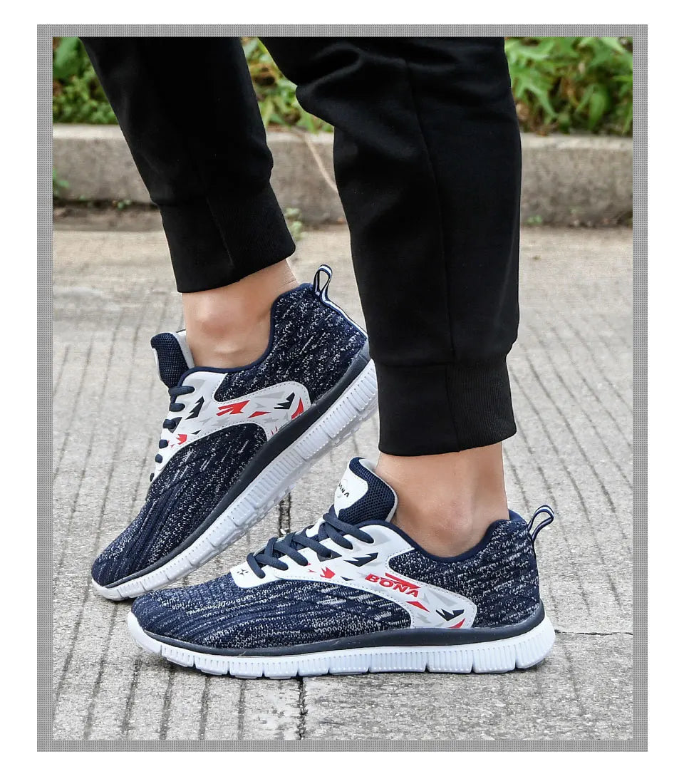 BONA 2023 New Designers Soft Running Shoes Lightweight Breathable Sneakers Man Jogging Walking Athletic Training Shoe Mansculino