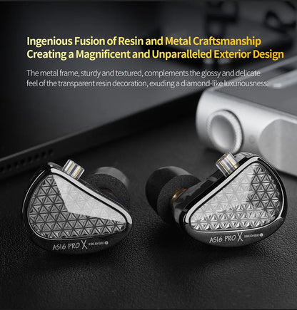 KZ AS16 PRO X HiFi-In-Ear-Monitor-Ohrhörer – Kabelgebundene Kopfhörer mit 8 Balanced-Armature-Treibern und Mikrofon