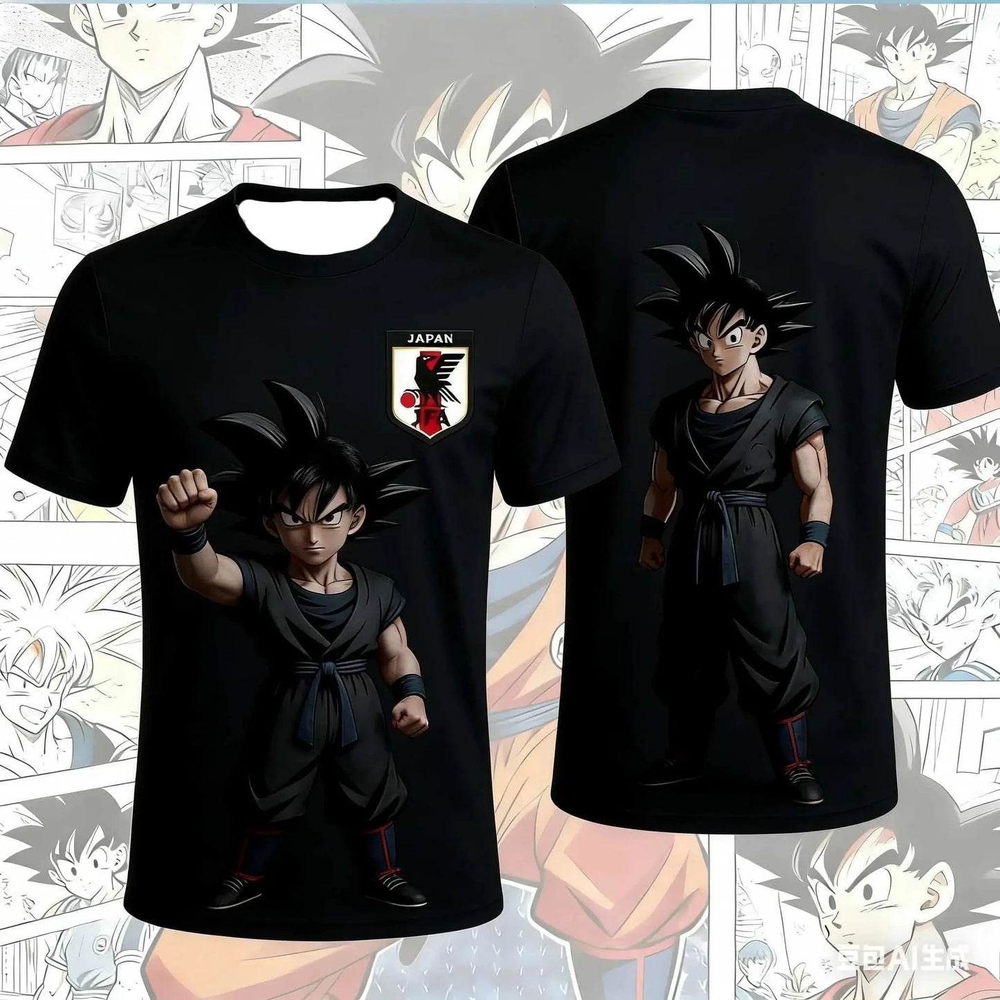 2026 Neues Bandai japanisches Anime Dragon Ball Son Goku x japanische Nationalmannschaft individuelles Fußballtrikot T-Shirt-Oberteil für Herren, Damen und Kinder