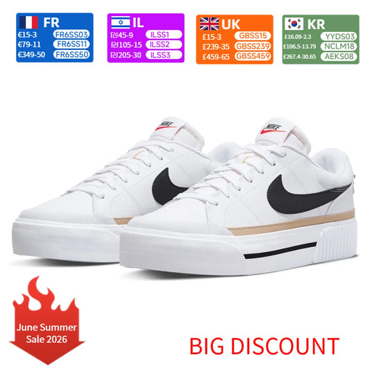 Nike Court Legacy Lit Leather Comfort Slip-Resistant Cushioning Durable Low-Top Tennis Shoe Women's DM7590-100