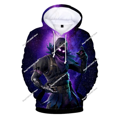 Детски аниме суитшърт с качулка Fortnite, мъжки streetwear хип-хоп спортен стил, ежедневен свободен суитшърт за навън, модерен дизайн