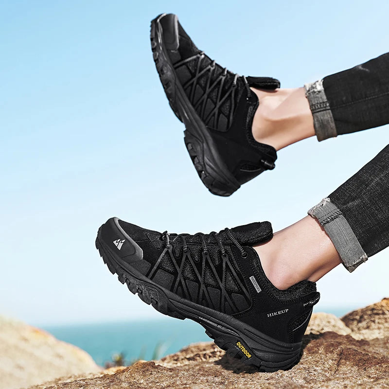 HIKEUP New Arrival Men's Hiking Shoes Breathable Lace Up Trekking Male Cushioning Outdoor Climbing Tourism Sneakers for Men