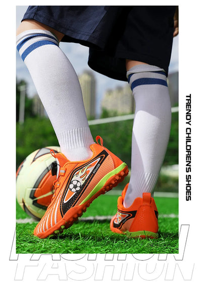Children's Rotating Buckle Sneakers Students Competition Training Football Shoes Fashionable Lightweight Anti-slip Footwear