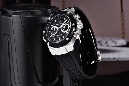 PAGANI DESIGN Men's Watches Luxury Rose Gold Sport Chronograph Japan VK64 Quartz Watch For Men Fluororubber Strap Wristwatch Men