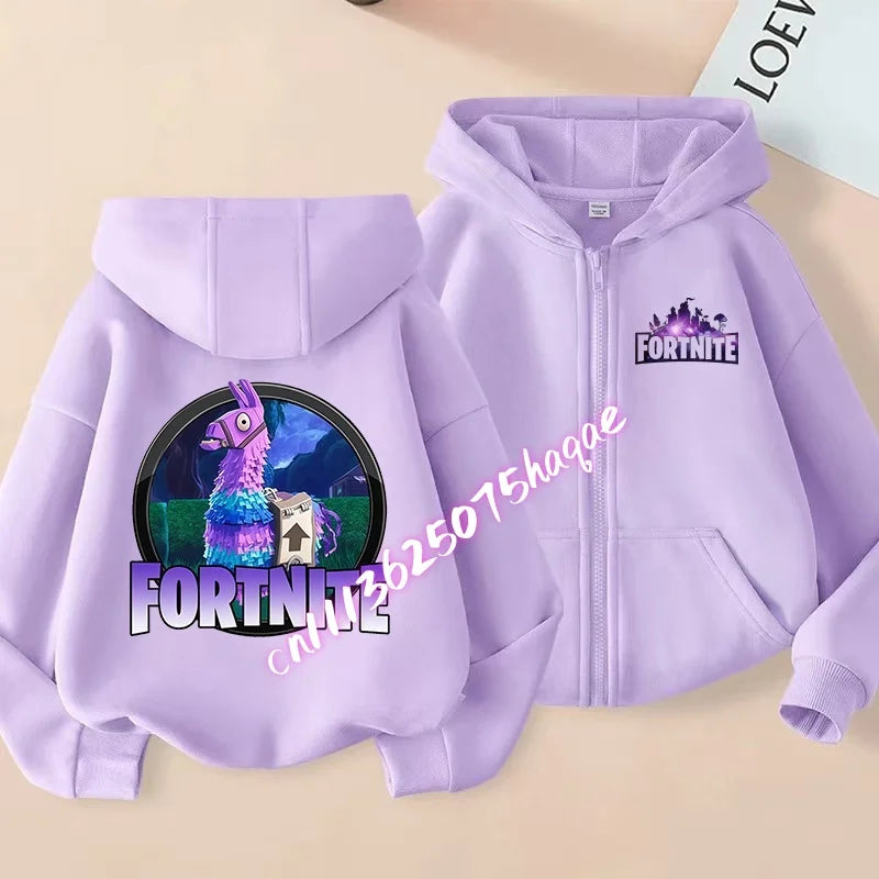 Nová detská mikina Fortnite so zipsom, kreslený anime štýl, ležérna a priedušná mikina s kapucňou pre chlapcov, kabát/bunda, jar 2026, detské oblečenie