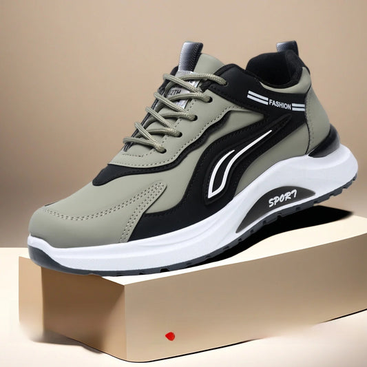 Men's Fashionable Korean Style Lace-Up Casual Running Shoes Comfortable Breathable Thick-Soled Sports Sneakers