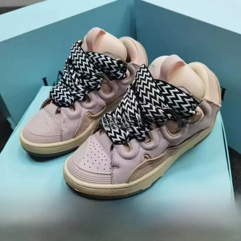 Bequeme Skate-Schuhe mit hohem Absatz, dicker Sohle, lässige sportliche Dad-Bag-Schuhe im vietnamesisch-kambodschanischen neuen Stil, geknotet, zum Hineinschlüpfen