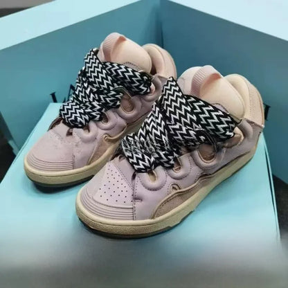 Bequeme Skate-Schuhe mit hohem Absatz, dicker Sohle, lässige sportliche Dad-Bag-Schuhe im vietnamesisch-kambodschanischen neuen Stil, geknotet, zum Hineinschlüpfen