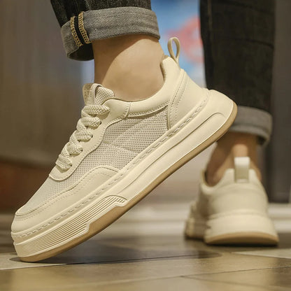 Ultraleichte atmungsaktive Mesh-Sneaker für Herren 2025 – modische Freizeitschuhe mit dicker Sohle, komfortable Schnür-Trainer für tägliche Spaziergänge