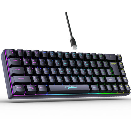 RGB backlit keyboard Russian 69 keys white membrane gaming wired ergonomic Keyboards for compact mini  for pc laptop color black