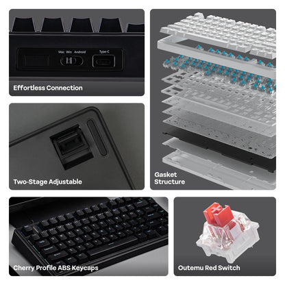 EPOMAKER x AULA F75 kabelgebundene mechanische Hot-Swap-Tastatur 75% ANSI US-Layout mit Gasket-Mount und Drehregler für Mac/WIN/Android