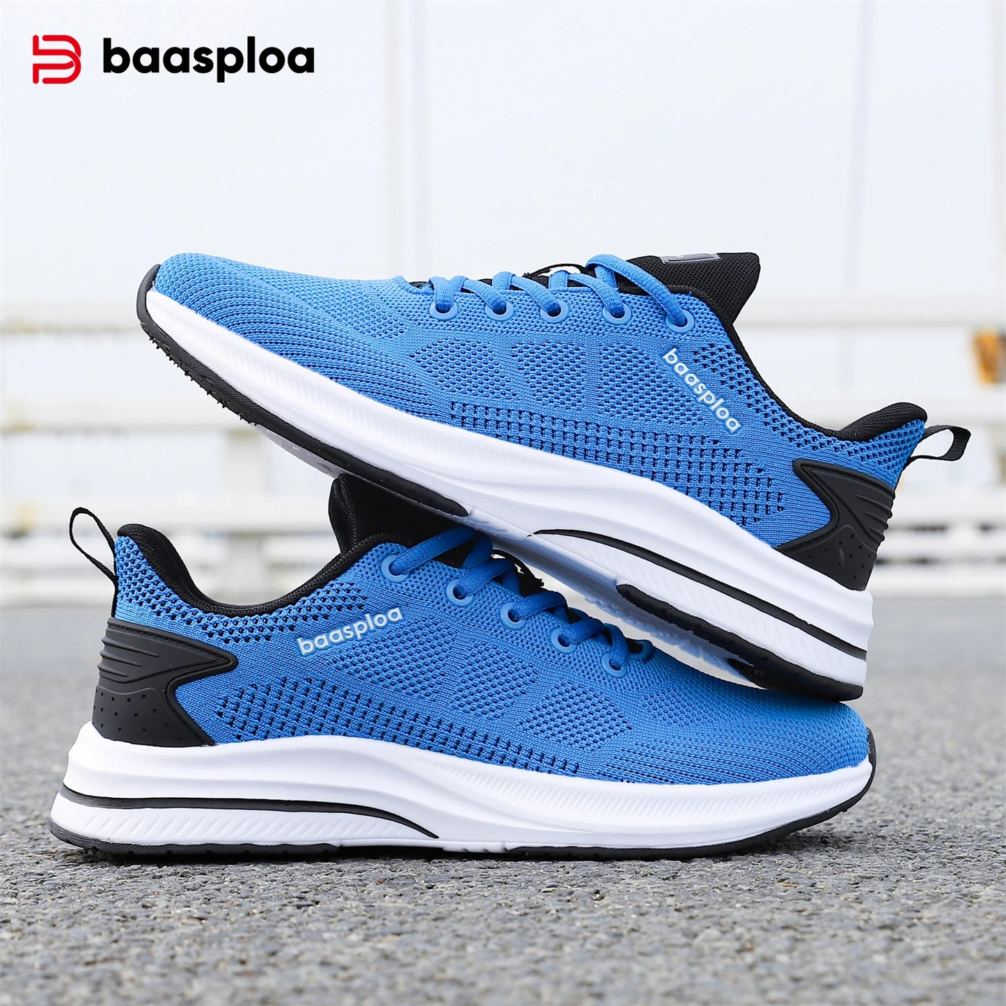 Baasploa Men's Running Shoes Brand, Male Designer Mesh Casual Sneakers, Lightweight Lace-Up New Male Outdoor Sports Tennis Shoes