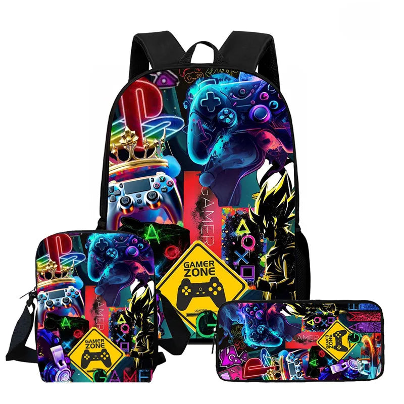Fortnite 3-piece cartoon set, unisex, includes: Backpack, Crossbody bag, And pencil case Lightweight and large capacity