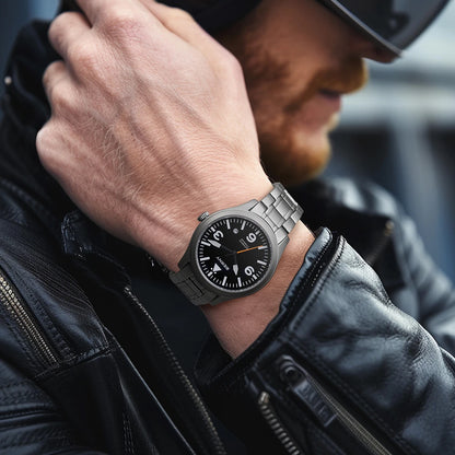 BERNY Aviation Top Titanium Mechanical Men Watch Sapphire AR Coating Supper Luminous 10Bar Sport Watch Titanium Aviation Watches