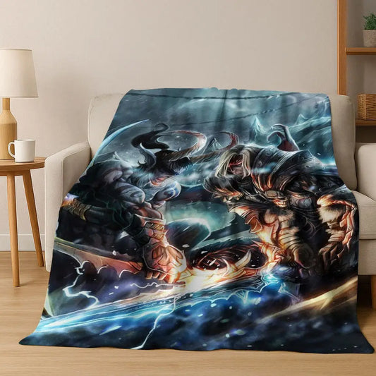 Coperta in flanella WOW World of Warcraft Arthas Demon Illidan Sylvanas, plaid morbido e confortevole per casa, camera da letto, letto, divano, copridivano, idea regalo