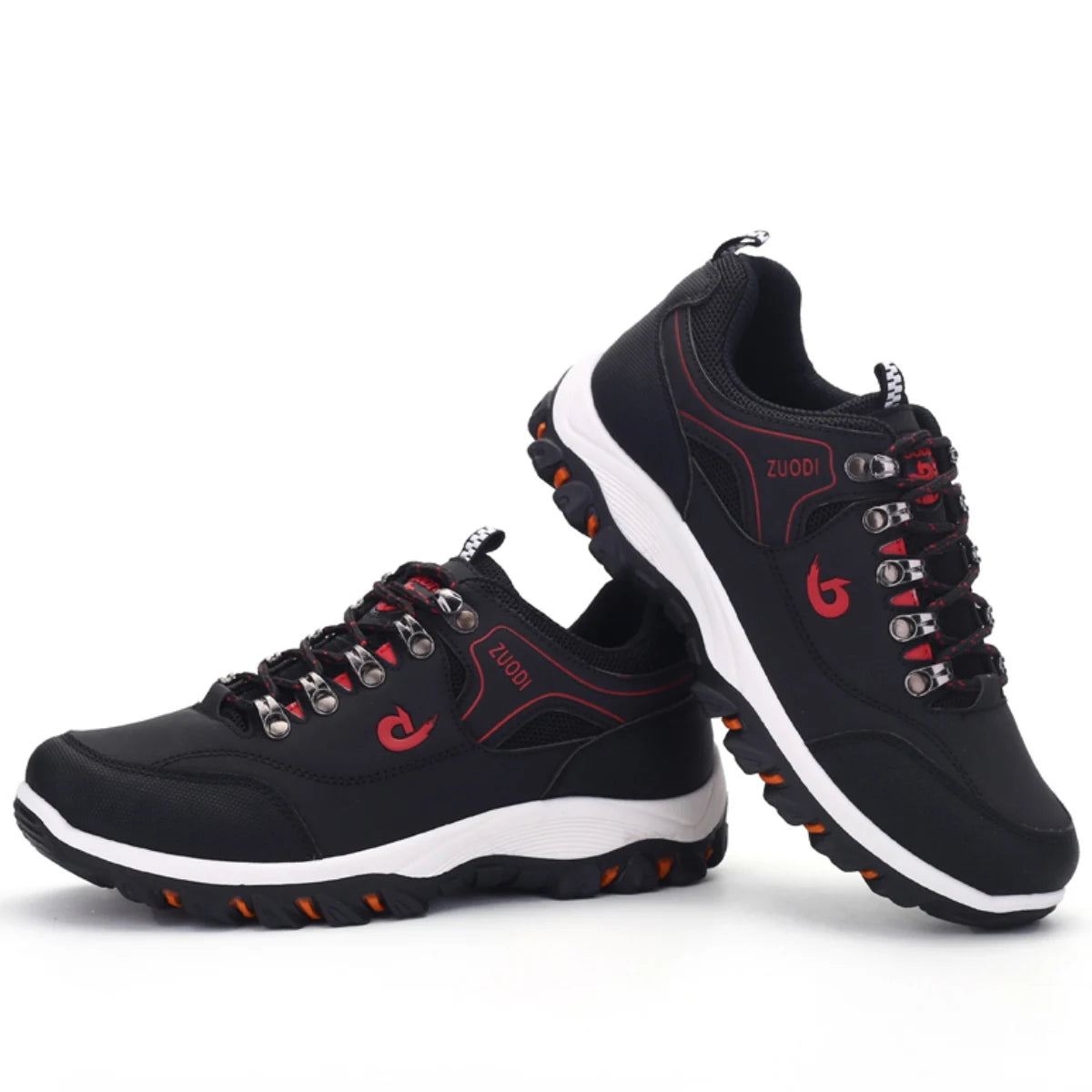 Autumn and Winter Men's Waterproof Hiking Shoes, Outdoor PU Leather Sports Shoes, Wear-Resistant, Walking, Tactical