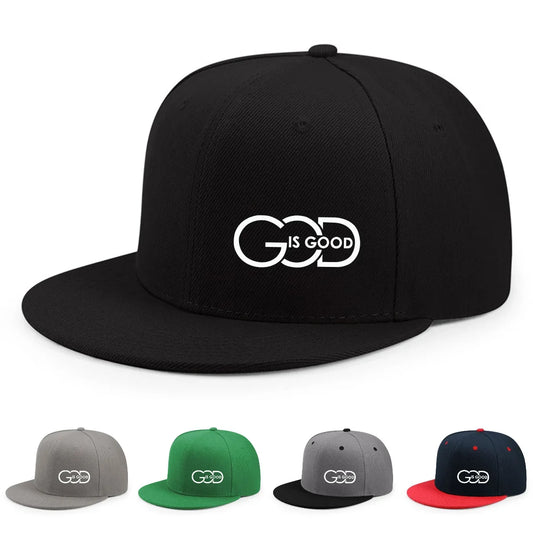 Unisex adjustable baseball cap street flat brim hat printed GOD IS GOOD casual headwear men and women fashion breathable outdoor