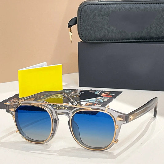 Acetate Round Classical Sunglasses for Men and Women High Quality Brand Designer UV400 Outdoor Luxury Retro Eyeglasses