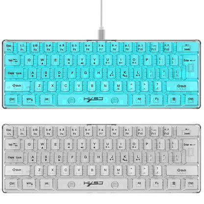 Tastiera gaming trasparente cablata HXSJ 60%, retroilluminazione RGB, ultra-compatta, impermeabile, 61 tasti, per PC/Mac
