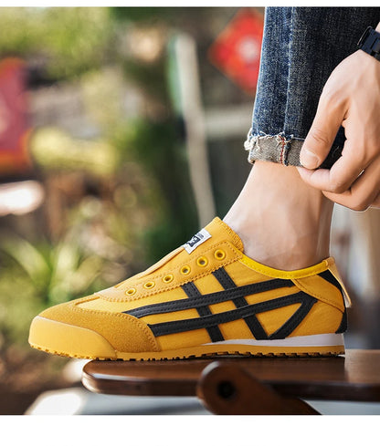 Men's Classic Running Shoes Lace-Up Flat Bottom Sports Shoes Soft Sole Walking Gym Breathable Couple Casual Canvas Tennis Shoes