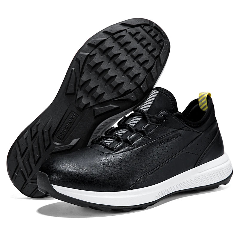 Golf Sports Shoes for Men, Waterproof High-Quality Leather Golf Competition Sports Shoes, Formal Golf Course Training Shoes for Men