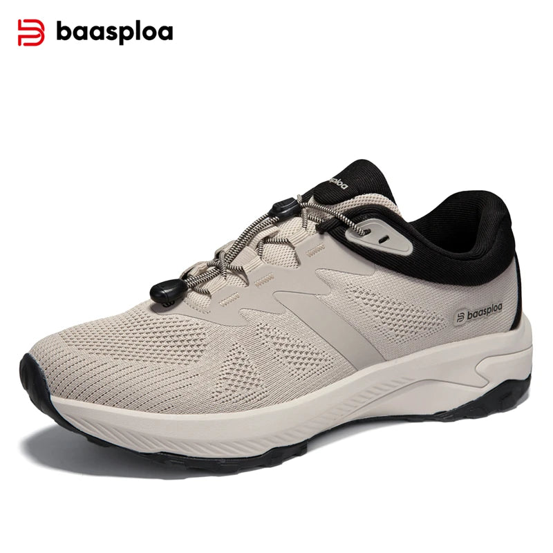 Baasploa Hiking Shoes Men Outdoor Waterproof Camping Resistant Non-Slip Sneakers Casual Lightweight Lace-Up Walking Shoes for Men