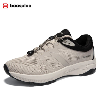 Baasploa Hiking Shoes Men Outdoor Waterproof Camping Resistant Non-Slip Sneakers Casual Lightweight Lace-Up Walking Shoes for Men