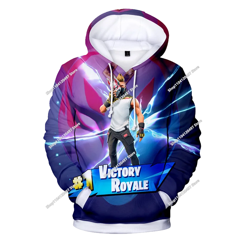 Детски аниме суитшърт с качулка Fortnite, мъжки streetwear хип-хоп спортен стил, ежедневен свободен суитшърт за навън, модерен дизайн