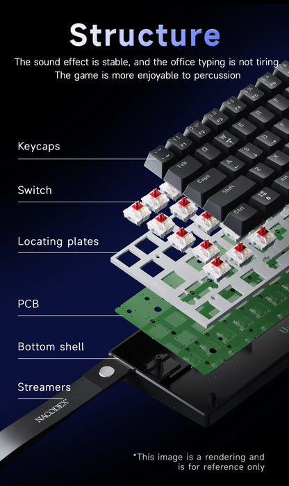 Ajazz NK61 Wired Mechanical Gaming Keyboard with full-key hot-swappable switches RGB lighting effects 61 keys red switches
