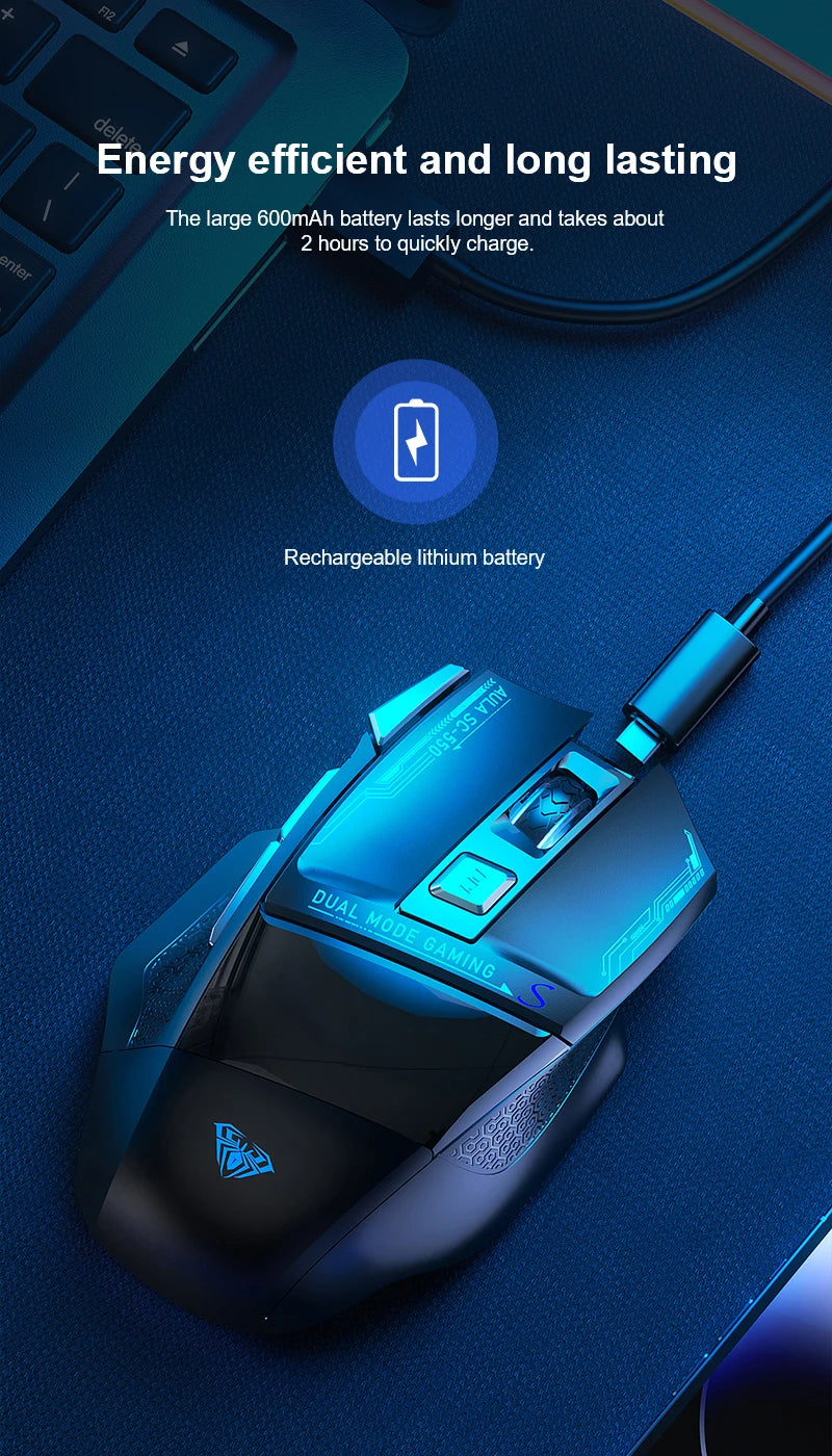 AULA SC550 Gaming-Maus 2.4G kabellose Makro-Maus RGB-Hintergrundbeleuchtung ergonomisches Design E-Sports-Maus PC-Zubehör