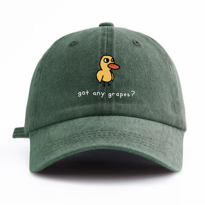 1pc GOT ANY GRAPES Print Washed Baseball Cap for Adults,Minimalist Retro Style Casual Soft Adjustable Dad Hat,Perfect As Gift