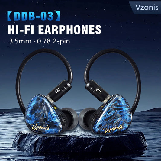 VZONIS DDB-03 HiFi IEM Earphones 1DD+1BA+Bone Conduction Hybrid Driver Wired Gaming Earbuds High Resolution Audio Headphones