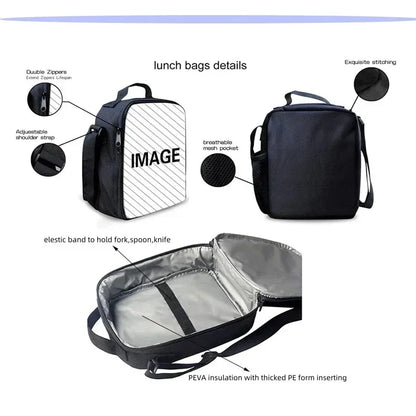 Hot Game F-FortniteS Child Insulated Large Capacity Bag for Boy Girl Student Outdoor Picnic Resuable Thermal Cooler Lunch Box