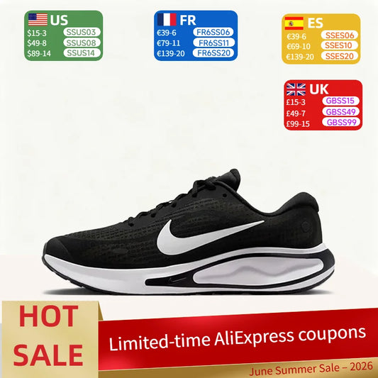 Nike Journey Run: Comfortable, Breathable, Non-Slip, Durable Casual Low-Top Running Shoes for Men – Black and White FN0228-001