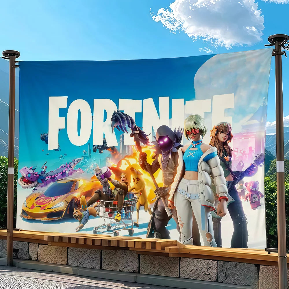 Adventure-Game F-FORTNITE-Flagge, geeignet für Party, Club, Outdoor, Innenbereich, Wandkunst-Dekoration, Banner, Geschenk