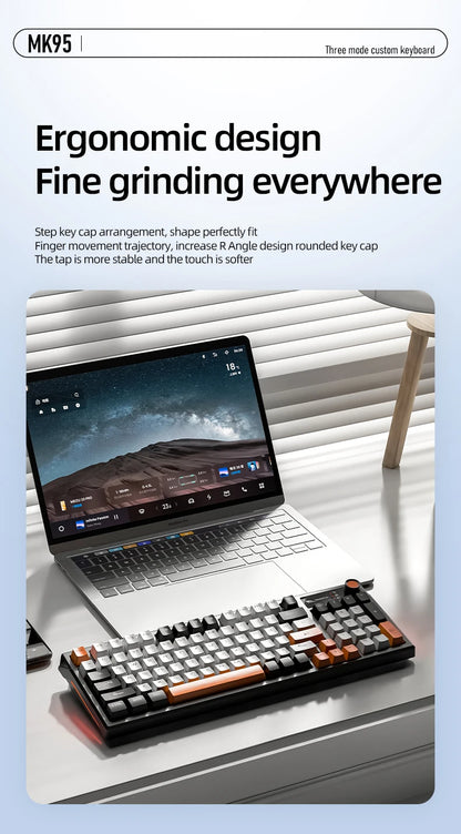 SMAILWOLF MK95 Bluetooth Wireless Three-Mode Mechanical Keyboard Korean Customized Office Gaming Laptop with RGB Lighting Effect