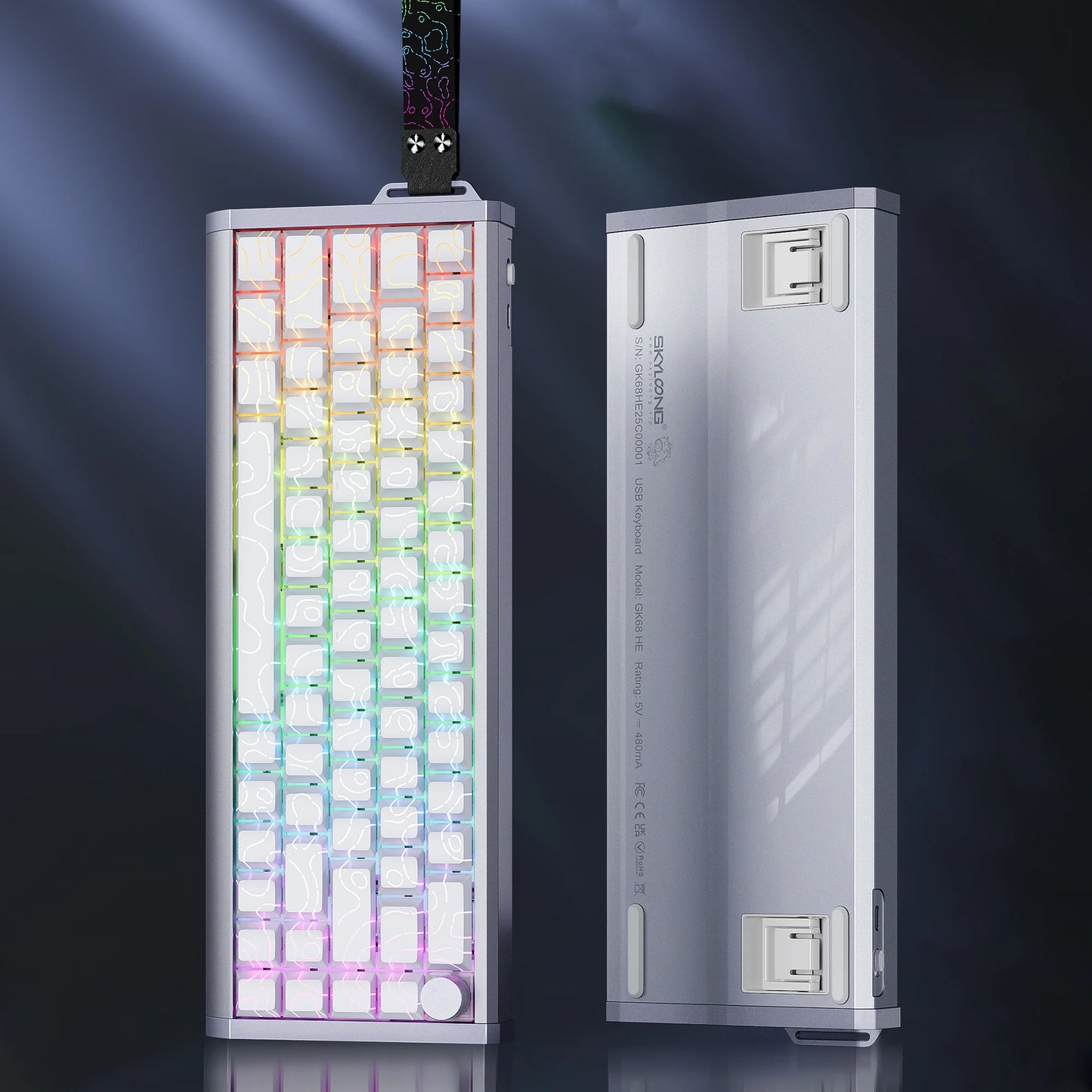 Tastiera magnetica SKYLOONG GK61/GK68 HE con case in alluminio, 8000hz, RT0.01mm, Rapid Trigger, keycap PBT, retroilluminazione RGB, tastiera gaming cablata
