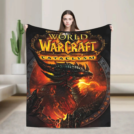 WOW World of Warcraft Arthas retro žaidimų antklodė, minkštas pliušinis patalynės užtiesalas namų dekorui ir kelionėms, flanelinis lovos užtiesalas