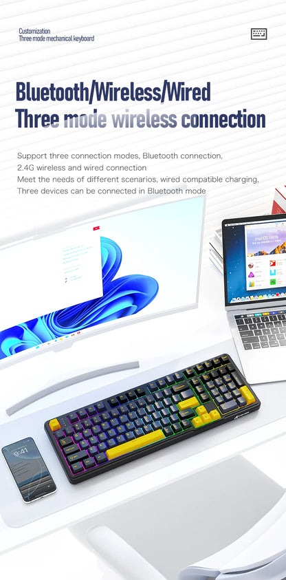 X98 Attack Shark Gaming Keyboard Wireless with Numeric Keypad, 102 Keys Hot-Swap RGB PBT Keycaps, 4000mAh Battery, Support PC/Laptop