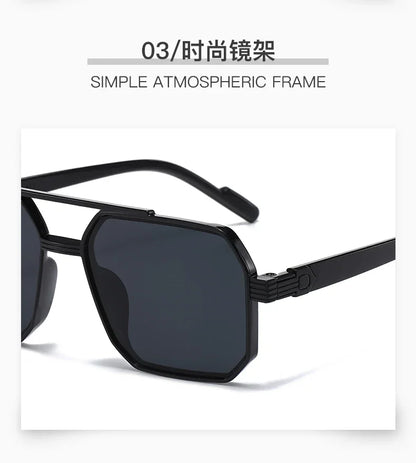 Trendy Women Luxury Polygonal Sunglasses Double Beam Men Metal Sunglass Outdoor Driving Shade Unisex