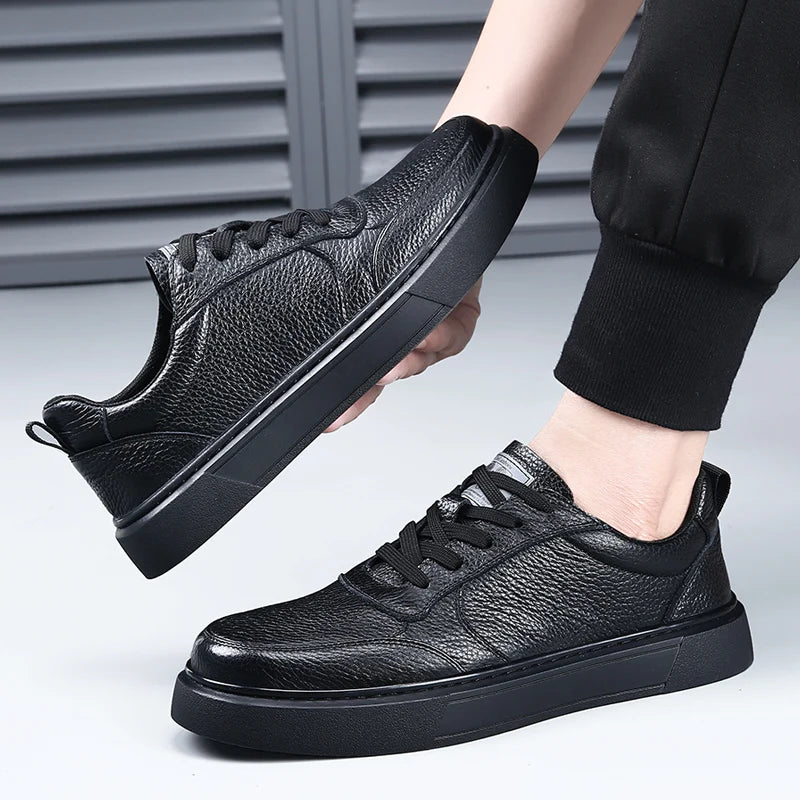DIMANYU Men's Sneakers Genuine Leather 2026 New Summer Casual Shoes Men Platform Lace-Up Simple Fashion Breathable Shoes Men