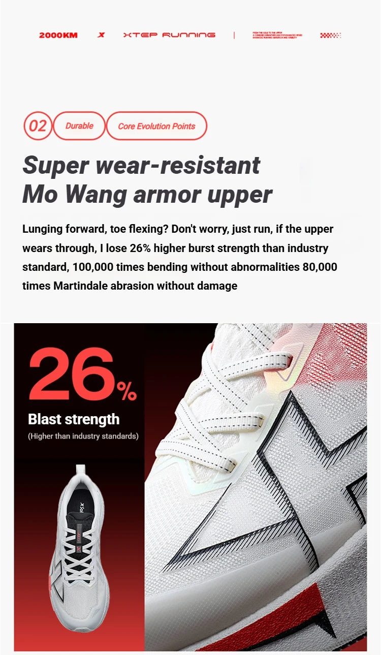 Xtep 2000km 5.0 Shoes Sneakers for Men Cushion Durable Professional Combat Universal Jogging Running Shoes 874119110023