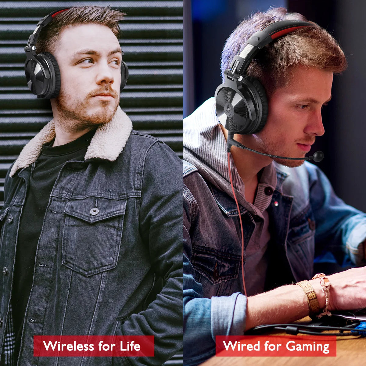 OneOdio Pro-M kabellose Gaming-Kopfhörer Bluetooth 5.2 HiFi-Stereo-Headset 110H Akkulaufzeit mit Mikrofon, tiefer Bass, faltbare Over-Ear-Kopfhörer