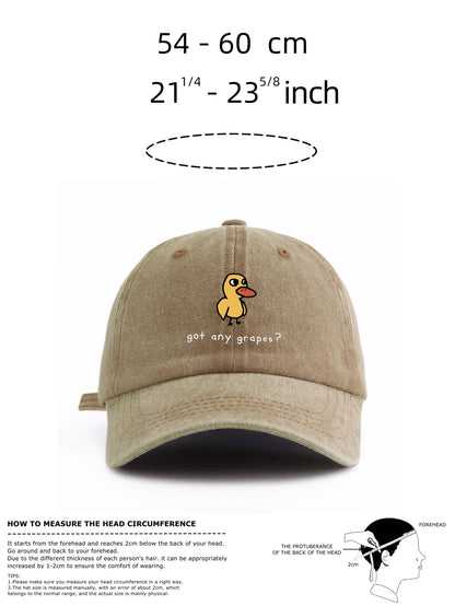 1pc GOT ANY GRAPES Print Washed Baseball Cap for Adults,Minimalist Retro Style Casual Soft Adjustable Dad Hat,Perfect As Gift