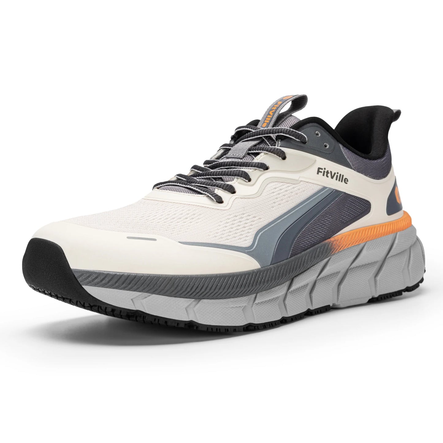 FitVille Men's Wide Toe Box Shoes, Cushioned Sneakers, Non-Slip, Lightweight, Breathable Running Shoes for Swollen Feet