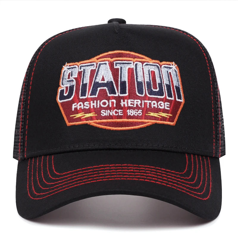 2025 New STATION1865 Truck Hat Men's Personalized Hip Hop Hat Women's Outdoor Skateboarding Hat Sunshade Baseball Hat Mesh Hat