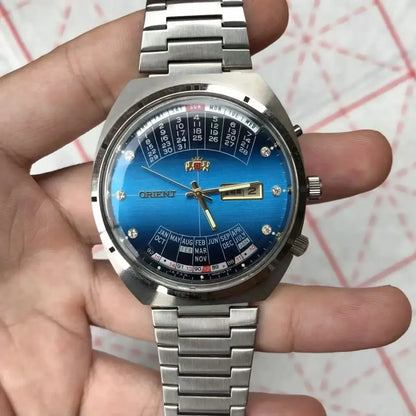 118A Store Orient automatic mechanical unisex watch with large rotating dial, fully functional stainless steel Japanese movement